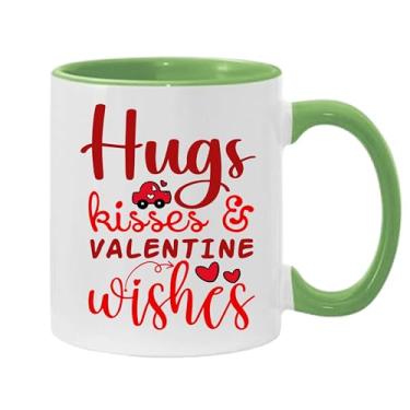 Imagem de SpreadPassion Caneca de café Hugs Kisses And Valentine Wishes, presente para namorado e namorada, ideia de presente de dia dos namorados, presente para marido e esposa, ideia de presente de