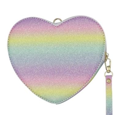 Imagem de AIBEARTY Bolsa de mão em forma de coração com lantejoulas brilhantes para mulheres e meninas, moda corrente, bolsa de ombro transversal, bolsa de mão para noite, Colorido, Small