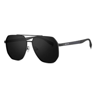 Imagem de BOLON Óculos de sol aviador clássico masculino e feminino, marca exclusiva de óculos EssilorLuxottica, Preto fosco/fibra de carbono espelhada polarizada Bl7199, 59mm