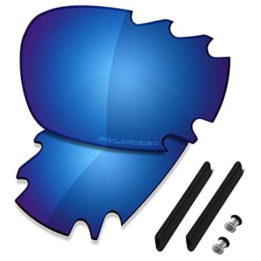 Imagem de SAUCER Lentes de reposição premium e kits de borracha para jaqueta de corrida Oakley Jawbone ventilada | Jaqueta de corrida ventilada Jawbone Óculos de sol com ajuste de ponte baixa alta defesa - Azul