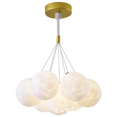 Imagem de USPPEGUP Lustre de bolha moderno, lustre de bola de bolhas brancas de 7 luzes, luminária pendente de vidro torcido para sala de jantar, sala de estar, cozinha, ilha, quarto, banheiro, foyer.