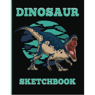 Imagem de Dinosaur Sketchbook: Blank cute large dinosaur sketchbook for boys, girls, teenage and Tweens to practice sketching, drawing and doodling. Ideal gifts ... and Sketch pad. Dinosaur Drawing Books