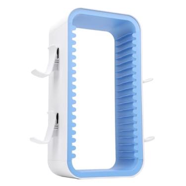 Imagem de Cremalheira do Jogo, Torre Multifuncional Resistente do Suporte do Armazenamento do Jogo de Vídeo da Boa Compatibilidade para o Apartamento (Branco Azul)