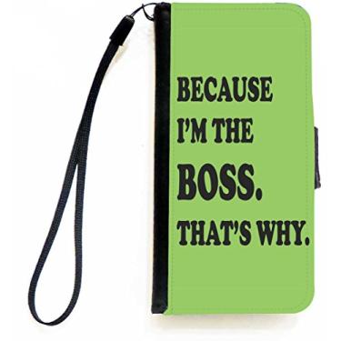 Imagem de Rikki Knight Capa carteira flip Because I'm the Boss That's Why on Lime Green com aba magnética para Apple iPhone 5c