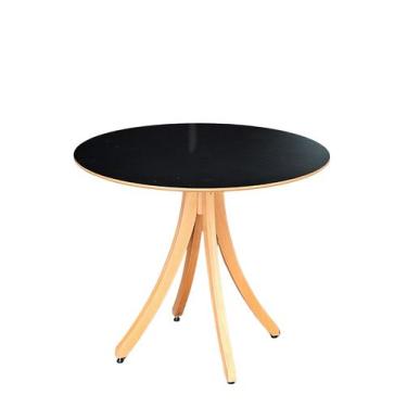 Imagem de Mesa Redonda Eco 90cm Madeira Jantar Gourmet Apartamento Preta - AMove