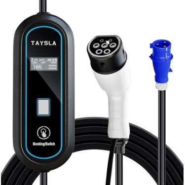 Imagem de TAYSLA Phantom Portátil Carregador De Carro Elétrico 7 KW Tipo 2 8A 10A 13A 16A 32A Cabo de 5M Carros Elétricos e Híbridos Tela LCD Compatibilidade Com BYD Dolphin Mini Song BMW