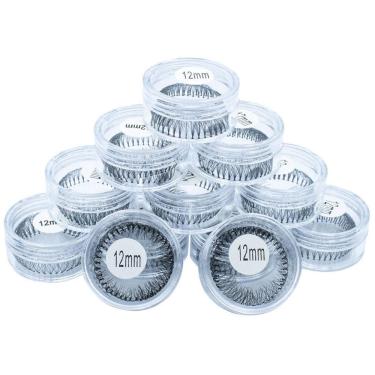 Imagem de Kit 12 Cílios Tufo No Pote Alongamento Extensão Tufinho 12Mm