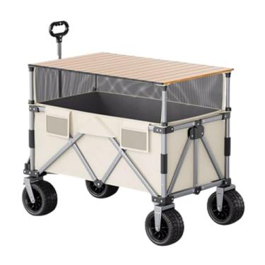 Imagem de carroça Carrinho de vagão com rodas carrinhos de quintal dobráveis ​​e vagões com vagão utilitário ao ar livre estendido para acampamento saco de rede retrátil dobrável