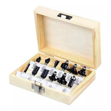 Imagem de Jogo Kit Fresas Pra Tupia 15 Pçs 8Mm + Estojo De Madeira. - Nakasaki/S