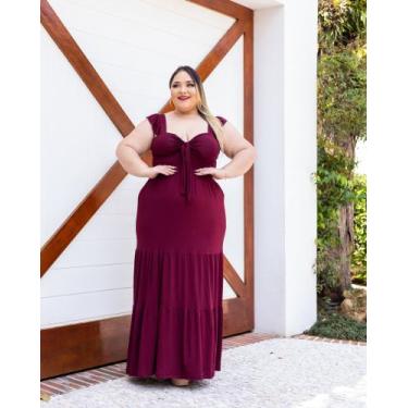 Imagem de Vestido feminino longo com bojo alças largas com babado saia em camada