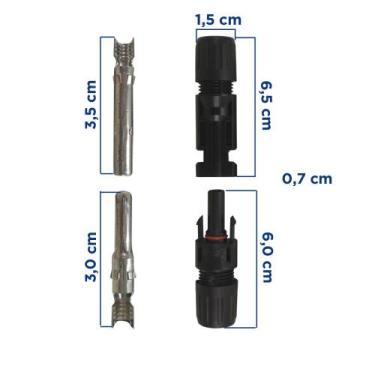 Imagem de Conector MC4 IP67 Solar Fotovoltaico PAR Soprano, Preto