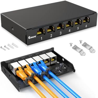 Imagem de Enmane Painel de remendo de 6 portas 0.5U CAT7 Keystone Patch Panel para caixa de terminação Ethernet doméstica de montagem em mesa (EM-0.5U CAT7)