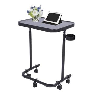Imagem de Mesa De Cabeceira Para Cama, 3 Níveis De Ajuste De Altura Inclinável Mesa Móvel Para Ficar Em Pé Com Rodas E Tampo De Mesa Magnético Removível Suporte Dobrável Para Laptop