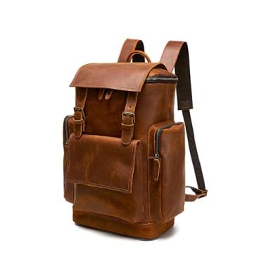 Imagem de Mochila de viagem multifuncional de couro para Mrn Travel Mochila de grande capacidade para homens