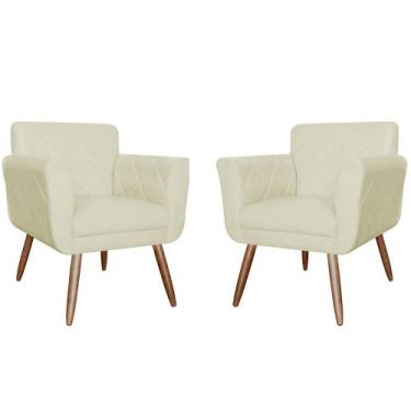 Imagem de Kit Com 2 Poltronas Cadeiras Isabella Estofadas Corano Bege - INCASA D