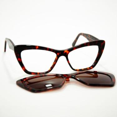 Imagem de Armação para Óculos de Grau Feminino Clip-on Solar Removível- H013A Rh