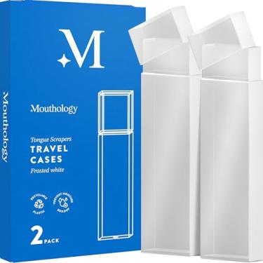 Imagem de Mouthology Estojo de viagem para raspador de língua (pacote com 2) Suporte de raspador de língua de plástico para adultos, capa compacta e higiênica para raspadores de língua de metal, necessidades de