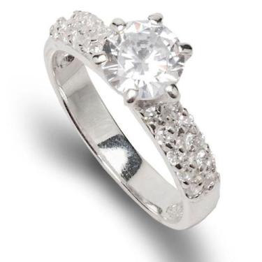 Imagem de Anel Feminino Solitário Cristal Luxo Noivado Prata 925 - Clara Center 