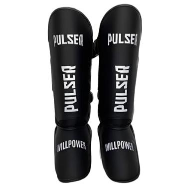 Imagem de Caneleira Pulser Protetor Canela Muay Thai Kickboxing 20mm PU Articulada (Preto, G)