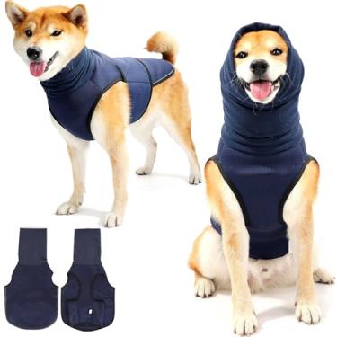 Imagem de Colete de ansiedade para cães, colete refletivo de ansiedade para cães, colete respirável calmante com capuz, jaqueta ajustável para ansiedade para cães com tempestades, fogos de artifício, separação