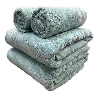 Imagem de Jogo de Toalha Banhão Gigante Atlântica Barra Veludo 100% Algodão Fio 