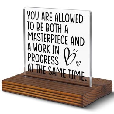 Imagem de You Are Allowed To Be Both Placa decorativa de mesa transparente para terapeutas de autocrescimento conselheiros professores Life Coaches motivacional decoração de escritório presente de incentivo