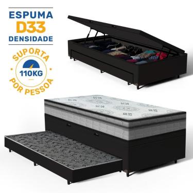 Imagem de Cama Box Baú com Colchão Espuma D33 Pillow In Anjos Ortosleep + Auxiliar Unique Solteiro 88cm