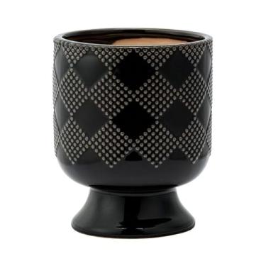 Imagem de Napco Imports Vaso de flores de ervas suculentas para ambientes internos e externos, 19 cm, xadrez de cerâmica