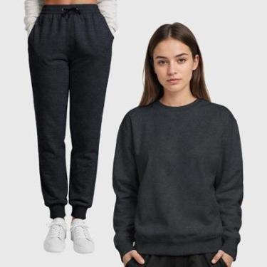 Imagem de Conjunto Moletom Gola Redonda e Calça Feminina Lisa Benellys-Feminino