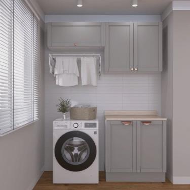 Imagem de Lavanderia Modulada 3 Peças 2 Armários Aéreos 1 Balcão 2 Portas Cabecasa Madeiramadeira