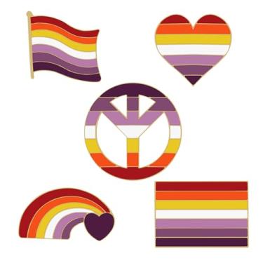 Imagem de Dreuyet 6 broches de orgulho LGBTQ, arco-íris, LGBTQ, alfinetes de lapela em massa, bandeira de coração, alfinetes esmaltados para roupas, bolsas, chapéus, mês do orgulho, desfiles e eventos