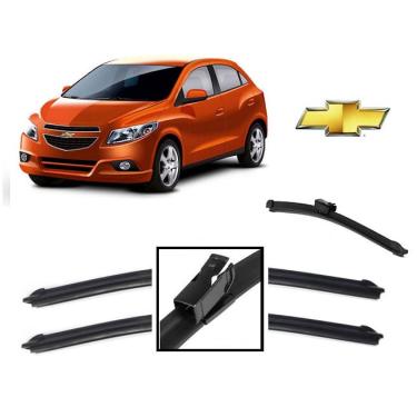 Imagem de Kit 3 Palhetas Limpador de Parabrisa Dianteiro + Traseiro Chevrolet Onix 2012 2013 2014 2015 2016 2017 2018 2019