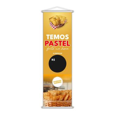 Imagem de Banner Temos Pastel Frito Na Hora Sabor Preço Lona 100X30Cm