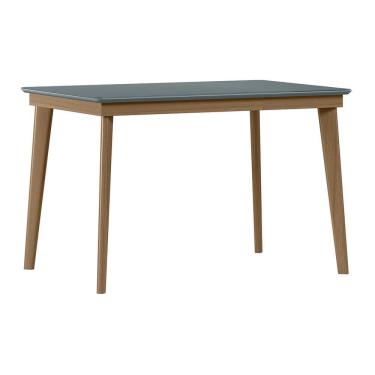 Imagem de Mesa de Jantar Retangular Napoli 120x80 Tampo com Vidro - New Ceval Amêndoa/Cinza