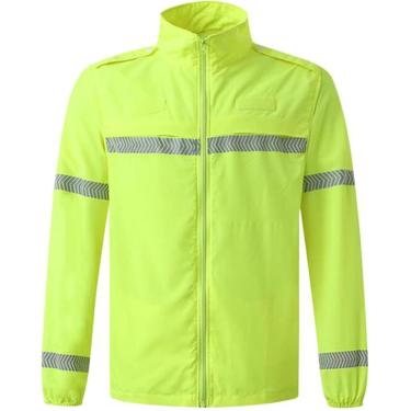 Imagem de Jaqueta de corrida de ciclismo masculino, Lightweight Alta Visibilidade Reflexiva Sun Protection Bike Windbreaker, Ultralight Rounding Rounding Bike Manga Long colete Jerseys, amarelo, xxl
