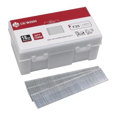 Imagem de DEWBIN Pregos Brad de calibre 18, 12.000 unidades de 1 polegada 18 GA, pregos galvanizados para pistola de pregos, pregos de acabamento para pistola de pregos pneumática, elétrica