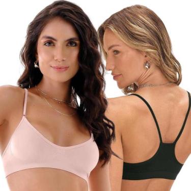 Imagem de Kit 2 Tops Zee Rucci Nadador Sem Bojo Alça Fina Sem Costura, Pto, Rse,