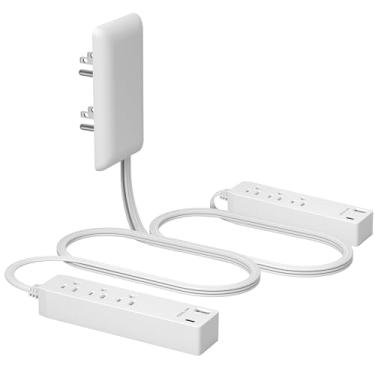 Imagem de LIDER Extensor De Tomada Com 3 Tomadas, 2 Réguas De Energia Com Carregador Usb Tipo A E Tipo C, Porta Usb, Plugue De Parede Ultrafino Com Extensor De Cabo, Régua De Energia Com 3 Tomadas, Face Plan