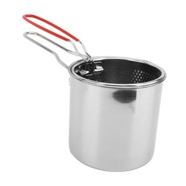 Imagem de Cesta de Fritadeiras, Alça Não Deslizante, Material de Aço Inoxidável, Frigideira Com Cesta de Filtro e Alça para Fritar Frango Com Camarão e Batatas Fritas