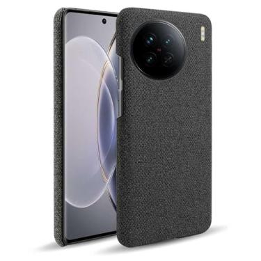 Imagem de Capa para VIVO X90,Capa desenhada em lona,Case Protetora Ultrafina com Empunhadura Macia,Design em Tecido Antichoque e Antiarranhões-Black