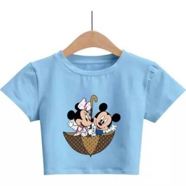 Imagem de Top Cropped Feminino Minnie mickey - loja dinka, p, azul bebe