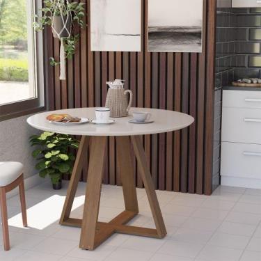 Imagem de Mesa Eames Eiffel Jantar Livia Tampo Redondo 90cm Pés Madeira Maciça -