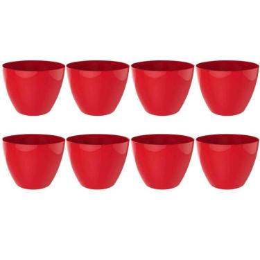 Imagem de Kit 8 Tigelas Redonda Grande 6,2L Vermelha Crippa Travessa Servir Salada Frutas Pratos...