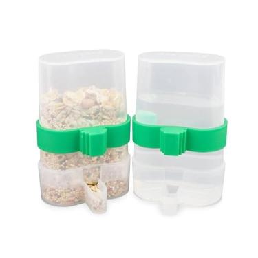 Imagem de Hypeety Dispensador de água para alimentação de pássaros, 2 peças, alimentador para animais de estimação e copo de água 200 ml alimentador de gaiola de pássaro transparente para periquito de tentilhão pássaro pequeno (cor aleatória e pacote com 2)