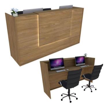 Imagem de Balcão Recepção 194cm Freijó Syncro - Linha Premium -Mod 2.1 - Marcena