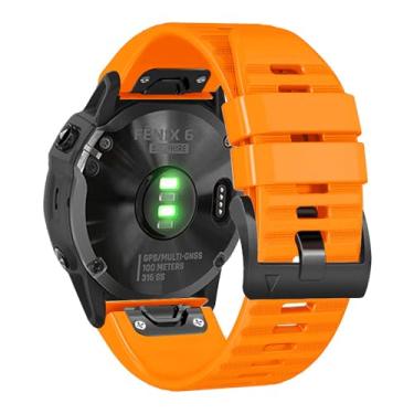 Imagem de Pulseira de relógio para Garmin Fenix 6/Fenix 7/Fenix 8 (47 mm)/Fenix 5/Fenix E (47 mm), pulseira de silicone de 22 mm para smartwatch Garmin (laranja)