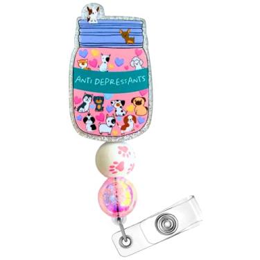 Imagem de Carretel de crachá único antidepressivos – Design fofo para mães de cães, clipe retrátil para enfermeiros, equipe médica, hospitais, clínicas e acessórios de trabalho, conscientização de saúde mental