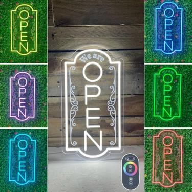 Imagem de Sinal aberto vertical, letreiro de LED aberto vertical, luz de janela comercial, placas abertas verticais para negócios (várias cores, 61 x 30 cm)