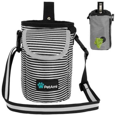 Imagem de PetAmi Bolsa de petisco para cães com bolso frontal grande | Bolsa de treinamento para cães, alça de ombro, dispensador de saco de cocô, tigela dobrável | Bolsa de treinamento para ração e brinquedos