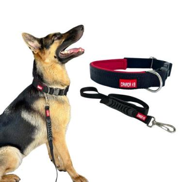 Imagem de Conjunto Coleira com Trava de Segurança M + Guia para Cachorro - Canad